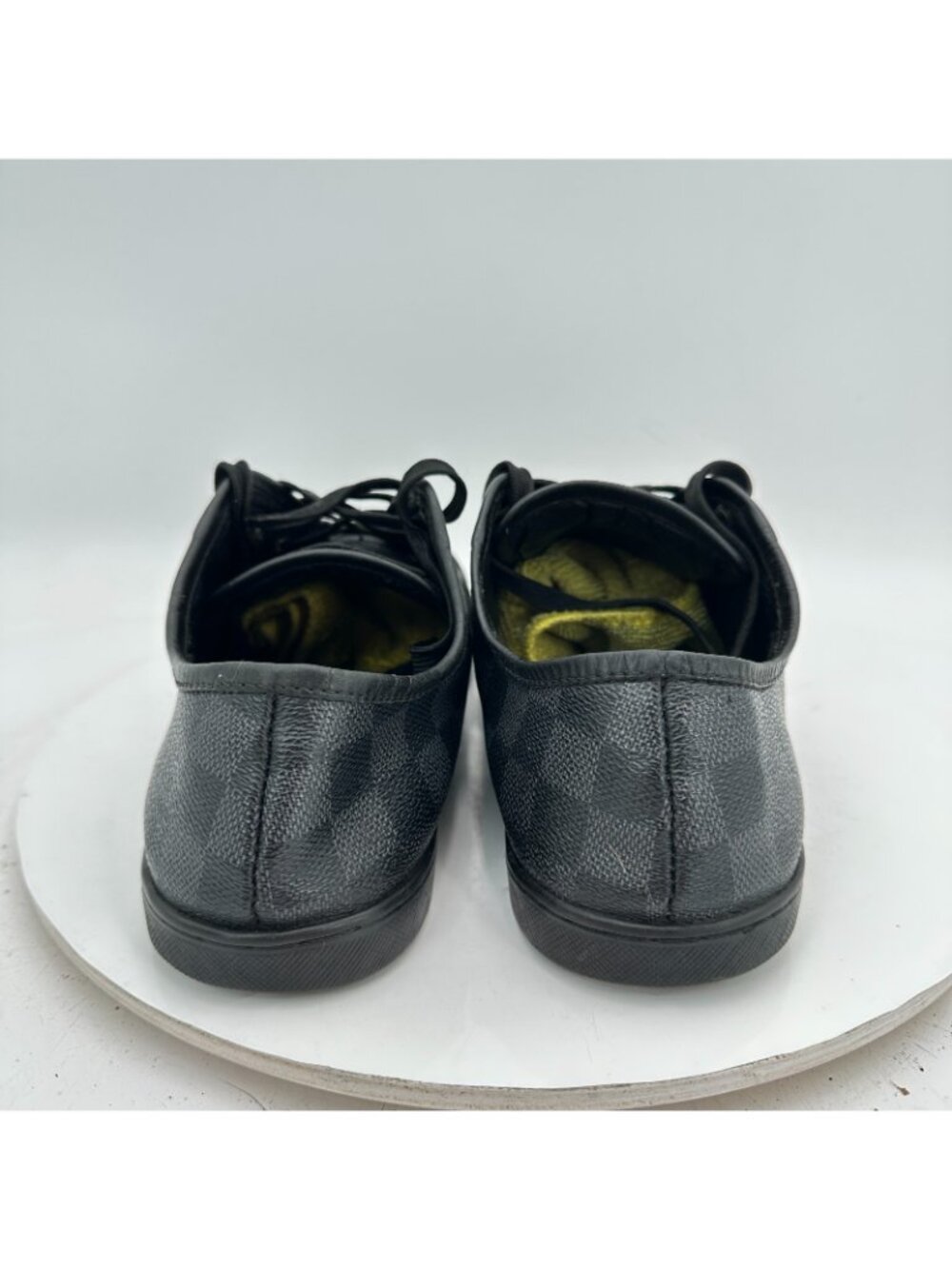 Louis Vuitton Damier Women Size 9 Black Grey Checkerboard Leather Lace Up Shoes - Picture 5 of 11